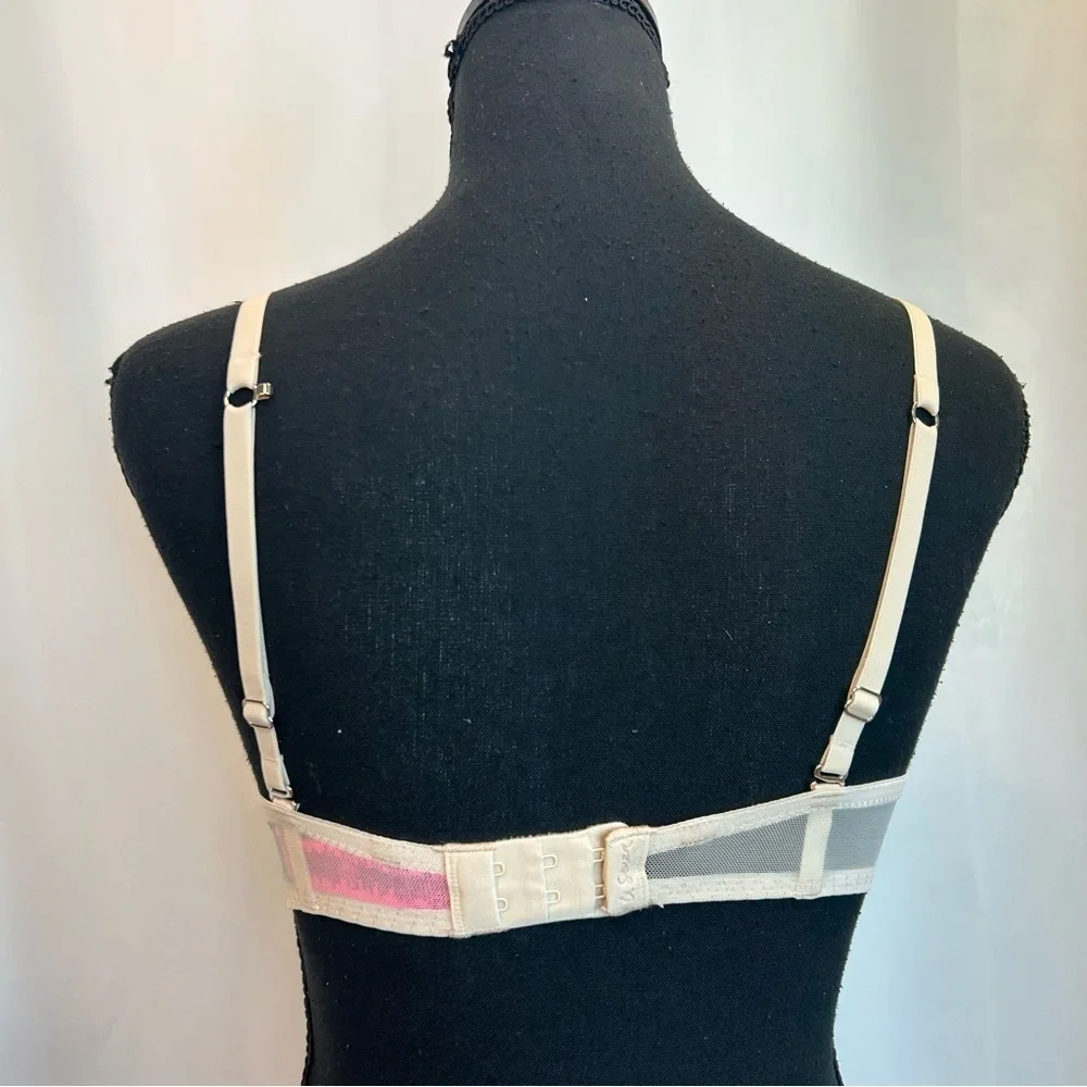 LA Senza Beyond sexy cream crystal rhinestone embellished bra Sz 32D